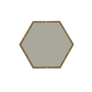 Hexagon Teak Yan Sehpa -Top Linen (L10) -50 cm
