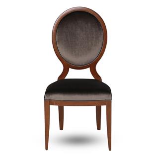Hugo Kolsuz Sandalye - Fab:Diamond Mud S3A49 - Fin:OO - Antique walnut-coloured On Shallac Base- 50x56/106/47