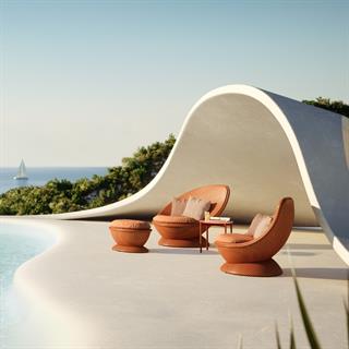Dedon Izon Terracotta Yuvarlak Yan Bahçe Sehpası