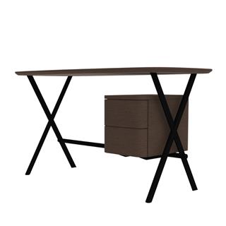 Jasper Yazı Masası-Base Matt Black Metal-Top Oak Tobacco