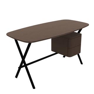 Jasper Yazı Masası-Base Matt Black Metal-Top Oak Tobacco