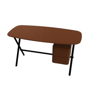 Jasper Yazı Masası-Frame Metal Matt Black - Drawers Glossy Lacquer Brick - Top Glossy Lacquer Brick