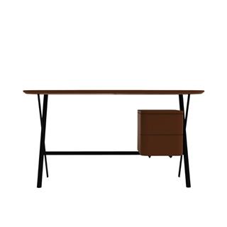 Jasper Yazı Masası-Frame Metal Matt Black - Drawers Glossy Lacquer Brick - Top Glossy Lacquer Brick