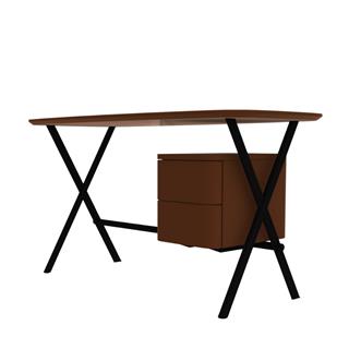 Jasper Yazı Masası-Frame Metal Matt Black - Drawers Glossy Lacquer Brick - Top Glossy Lacquer Brick