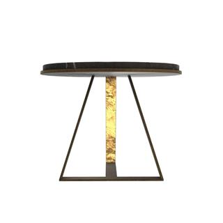 Judd Yan Sehpa- (50)-Base Bronzed Brass -Top Grey Stone Glossy Marble