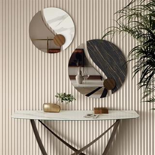 Luxor Ayna (90)-Bronze Mirrored (C301)-Marble Calacatta Glossy (CM012)-Decorative Detail Veneer Walnut (L036)