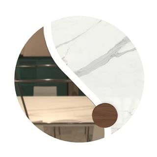 Luxor Ayna (90)-Bronze Mirrored (C301)-Marble Calacatta Glossy (CM012)-Decorative Detail Veneer Walnut (L036)