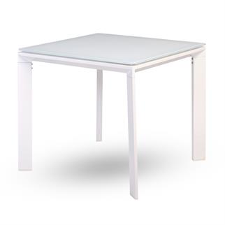 Magic İz Kalmayan Camlı Masa - Beyaz Frame/Beyaz Cam - 80X80X73.5H