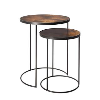 Ethnicraft Nesting Bronze Yuvarlak İkili Yan Sehpa Takımı