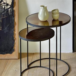 Ethnicraft Nesting Bronze Yuvarlak İkili Yan Sehpa Takımı