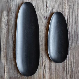 Object Thin Oval Board Aksesuar-Black-Mahogany