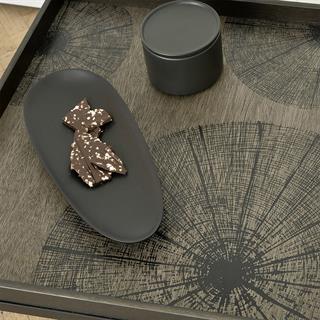 Object Thin Oval Board Aksesuar-Black-Mahogany