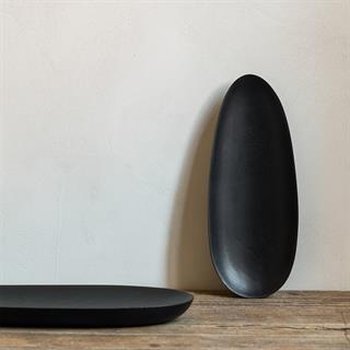 Object Thin Oval Board Aksesuar-Black-Mahogany