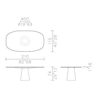 Meridiani Owen 210 Grey Stone Dining Table