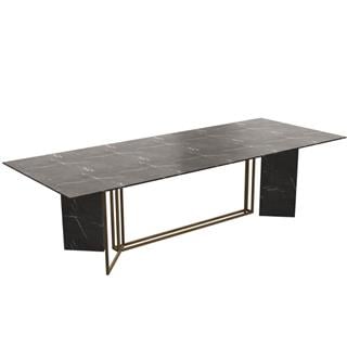 Meridiani Plinto Glossy Grey Stone Rectangular Dining Table