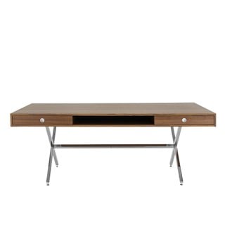 President Çalışma Masası-Walnut-Chromed Base - 200 cm