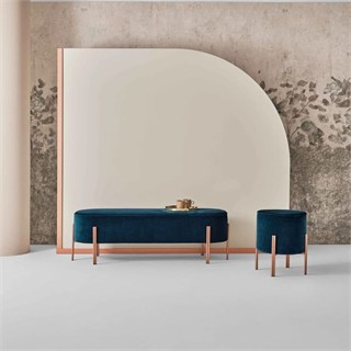 Puffoso Bench-Frame Dark Brass (M028)-Covering Fabric Pine (TEBQ007)