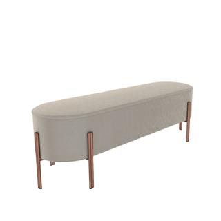 Puffoso Bench-Frame Lacquered Rose Gold (M329)-Covering Fabric Light Grey (TEBQ018)
