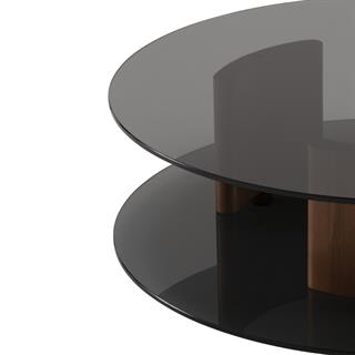 Quantique Alçak Sehpa - Base Solid Walnut - Top Glass