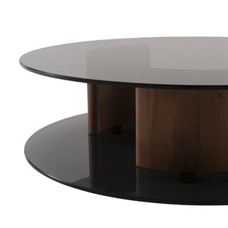 Quantique Alçak Sehpa - Base Solid Walnut - Top Glass