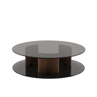 Quantique Alçak Sehpa - Base Solid Walnut - Top Glass