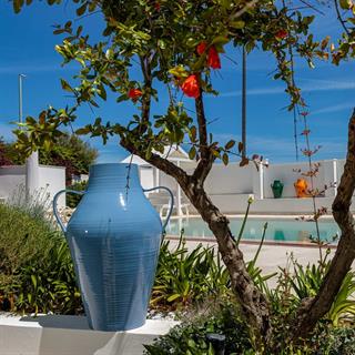 Quartara Seramik Vazo - 60 cm - Blu Risacca