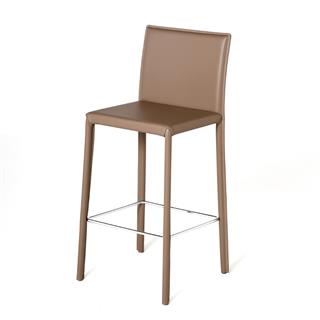Sillc Roby Beige Taupe Leather Bar Stool