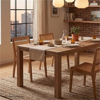 Rough-S  Yemek Masası 160X90Cm (Legs 8X8Cm) - Grey Teak Wash Masa
