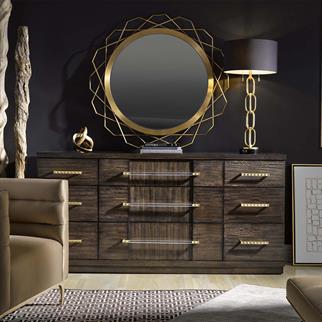 Fine Furniture Runway Bauble Round Metal Mirror