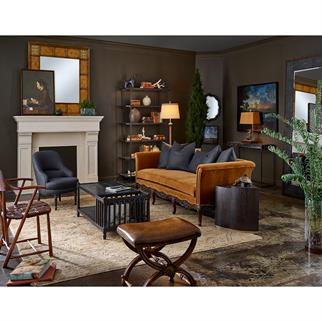 Jonathan Charles Rustic Walnut Round Mirror