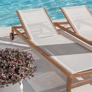 Ethimo Sand Teak White Şezlong