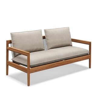 Gloster Saranac Natural Teak Blend Linen 2-Seater Sofa