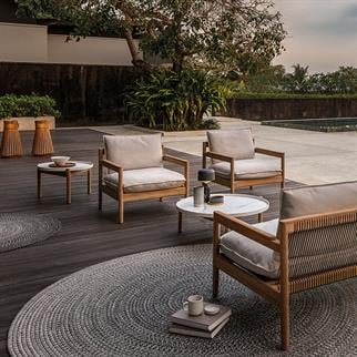 Gloster Saranac Natural Teak Blend Linen Koltuk