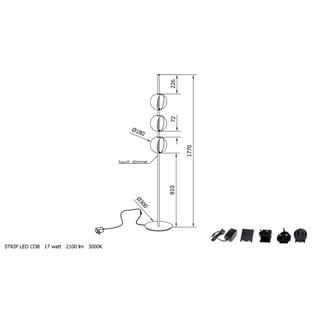 Sferatus Ayaklı Lambader-Frame Lacquered Matt Black (M055)-Lamp Black Chrome (V007)