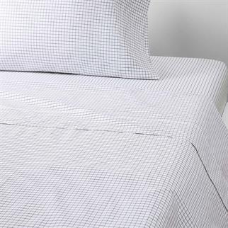 Yves Delorme Tattersa Navy White Çarşaf