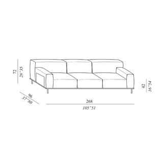 Timothy Kuoio Kanepe (270)-Fabric Peoria 03 (Executive)-Saddle Leather Frame Brown 02-Insert Bronzed Brass-Saddle Leather Armrest Brown 02-Metal Feet Brozned Brass-