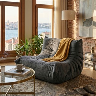 Togo İkili Kanepe-Small-Kumaş Alcantara B Fleece (99)-(Grade S)