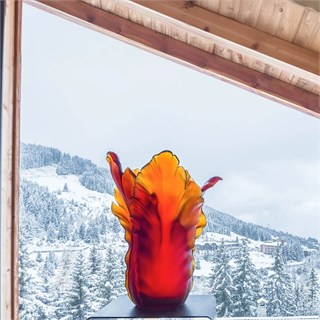 Daum Tulipe Medium Amber Vase
