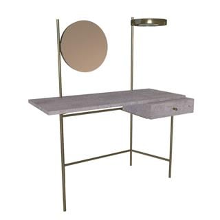 Vanity Çalışma Masası-Frame Aged Brass (M328)-Decorative Details Aged Brass (M328) Top and Drawer Natural Concert (L054)