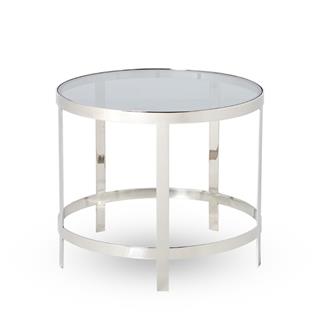 Vega Füme Camlı Pirinç Kaplama Yan Sehpa D66x56h