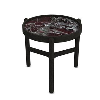 Vittorio Alçak Yan Sehpa (50)-Top Rosso Levanto Glossy-Frame Black Oak-(TB50)