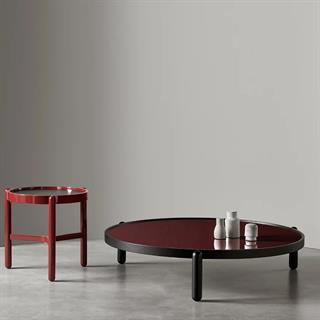 Vittorio Orta Sehpa-Base Black Oak-Top Marble Greystone Glossy-(TB120)