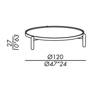 Vittorio Orta Sehpa-Base Black Oak-Top Marble Greystone Glossy-(TB120)