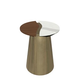 Bontempi Casa Yang Calacatta Walnut Yuvarlak Yan Sehpa