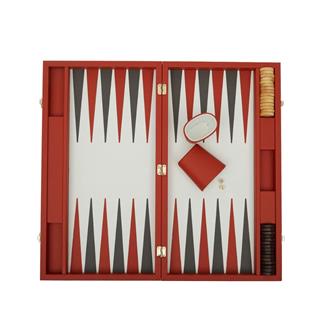 Aeris Orange Small Leather Backgammon Set