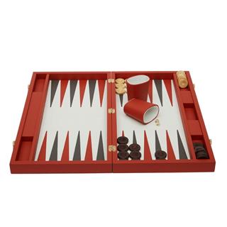Aeris Orange Small Leather Backgammon Set