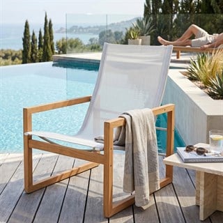 Alfresco Cube Teak White Sun Lounger