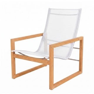 Alfresco Cube Teak White Sun Lounger