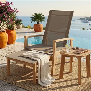 Alfresco Napoli 2 Parçalı Taupe Şezlong