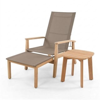 Alfresco Napoli Taupe Şezlong Sehpa Takımı